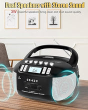 Load image into Gallery viewer, CD and Cassette Player Combo, Boombox CD Player Portable with AM/FM Radio, Tape Recording, Stereo Sound, AC/DC Powered, AUX/Headphone Jack, Sleep Timer for Home, Senior, Child