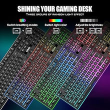 Load image into Gallery viewer, RedThunder K10 Wireless Gaming Keyboard and Mouse Combo, LED Backlit Rechargeable 3800mAh Battery, Mechanical Feel Anti-ghosting Keyboard + 7D 3200DPI Mice for PC Gamer (Black)