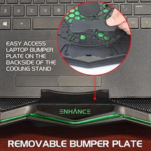 Load image into Gallery viewer, ENHANCE Cryogen 5 Gaming Laptop Cooling Pad Stand - Laptop Cooler with 7 Adjustable Height Settings & Dual USB Ports for 17 inch Laptops - 1 Ultra Quiet High Performance LED Laptop Fan 800 RPM - Green