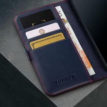 Load image into Gallery viewer, TORRO Premium Leather Case Compatible with iPhone 16 6.1" – Genuine Leather Wallet Flip Folio Case with Kickstand and Card Slots (Compatible with Official MagSafe Chargers) - Navy Blue