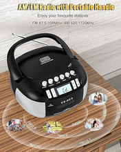 Load image into Gallery viewer, CD and Cassette Player Combo, Boombox CD Player Portable with AM/FM Radio, Tape Recording, Stereo Sound, AC/DC Powered, AUX/Headphone Jack, Sleep Timer for Home, Senior, Child