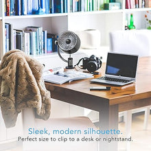 Load image into Gallery viewer, Vornado Pivot3 Clip Personal Air Circulator Fan with Multi-Surface Clip, Quiet Portable Fan for Office or Bedroom, 3 Speeds, Black