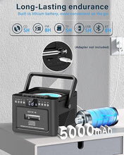 Load image into Gallery viewer, Greadio Rechargeable CD Player Boombox with Cassette Player, Bluetooth Receive/Transmit/FM Radio/USB/TF/AUX Combo, Boom Box with 5000mAh Battery, Remote Control, CD Boombox Players for Home Outdoor