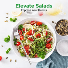 Load image into Gallery viewer, NutriChef 3-in-1 Electric Vegetable Chopper, Spiralizer, and Salad Maker - Fruit Cutter, Spiral Shredder Machine, Veggie Spaghetti & Noodle Maker | Includes Food Plunger & 1.2L Bowl