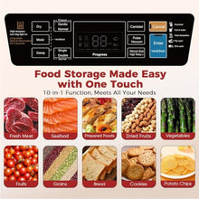 Load image into Gallery viewer, 95kpa Vacuum Sealer MachinePowerful Sealing System 10-in-1 Food Sealer with Digital Time, Double Heat Seal,Bags Storage, Build-in Cutter,1 Bag Rolls and 10 pcs Pre-cut Bags, BlackishBrown_1308