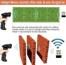 Load image into Gallery viewer, TEEMI Wireless Barcode Scanner Handheld Automatic 1D Laser Rechargeable Bar Code Reader USB Plug and Play with 2.4G Receiver for Windows PC Mac OS Linux (No stand)