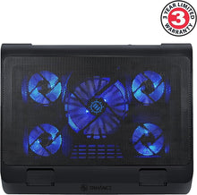Load image into Gallery viewer, ENHANCE Gaming Laptop Cooling Pad Stand with LED Cooler Fans , Adjustable Height , & Dual USB Port for 17 inch Laptops - 5 Ultra Quiet High Performance Fans 2630 RPM & Built-In Bumpers - Blue