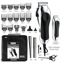 Load image into Gallery viewer, Wahl Clipper USA Deluxe Corded Chrome Pro, Complete Hair and Trimming Kit, Includes Corded Clipper, Cordless Battery Trimmer, and Styling Shears, for a Cut Every Time - Model 79524-5201M
