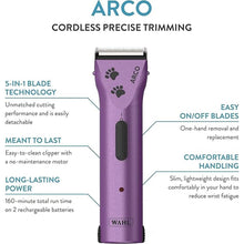 Load image into Gallery viewer, Wahl Professional Animal Arco Pet, Dog, Cat, and Horse Cordless Clipper Kit, Purple (8786-1001)