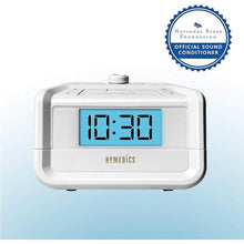 Load image into Gallery viewer, Homedics Dual Alarm Digital FM Clock Radio Time Projection, 8 Relaxing Nature Sounds, LED Display, Multi-Alarm Snooze, Sleep Timer, Nightlight, Ceiling Clock SoundSpa, White