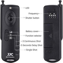 Load image into Gallery viewer, JJC Radio Wireless Remote Control Shutter Release for Nikon Z6III Z6II Z7II Z5 Z6 Z7 D750 D780 D7500 D7200 D5300 D5600 D5500 D3300 D3200 D610 D600 Df D7100 D7000 D5200 D5100 D5000 P1000 & More Camera