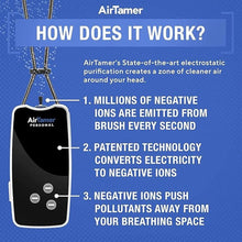 Load image into Gallery viewer, AirTamer A310 Rechargeable Personal Air Purifier, Proven Performance, Virus and Pollutant Tested*, Black with Metal Travel Case