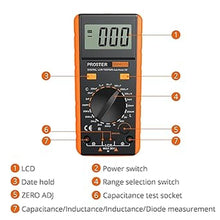Load image into Gallery viewer, Proster LCR Meter - Capacitance Resistance Inductance Digital LCR Multimeter with LCD Over-Range Display