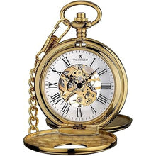 Load image into Gallery viewer, VIGOROSO Vintage Hand Wind Up Pocket Watches for Men, Mechanical Pocket Watch with Chain, Mens Skeleton Pocketwatch
