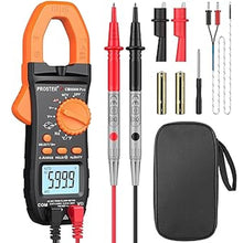 Load image into Gallery viewer, Proster Digital Clamp Meter 6000 Count - 800A DC AC Current AC/DC Voltage Multimter, TRMS NCV Continuity Capacitance Resistance Frequency Diode Hz Tester, with Test Leads, Alligator Clips