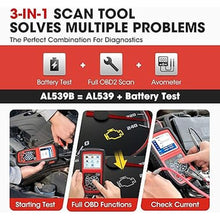 Load image into Gallery viewer, Autel AL539B OBD2 Scanner, 3-in-1 Code Reader Battery Tester Avometer for 12 Volts Batteries, Full OBDII Diagnosis and Circuit Starting & Charging Systems Test
