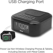Load image into Gallery viewer, iHome Alarm Clock with Wireless Charging, Bluetooth Speaker, and USB Charger, Digital Clock for Bedroom, Office, or Dorm (IBTW23B8)