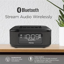 Load image into Gallery viewer, iHome Alarm Clock with Wireless Charging, Bluetooth Speaker, and USB Charger, Digital Clock for Bedroom, Office, or Dorm (IBTW23B8)