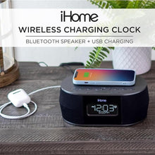 Load image into Gallery viewer, iHOME iBTW38 Wireless Charging Bluetooth Alarm Clock,Black