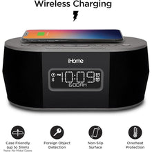 Load image into Gallery viewer, iHOME iBTW38 Wireless Charging Bluetooth Alarm Clock,Black