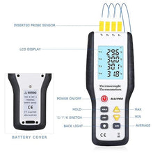 Load image into Gallery viewer, Thermocouple Thermometer, RISEPRO 4 Channel K Type Digital Thermometer Thermocouple -200~1372°C/2501°F Sensor HT-9815
