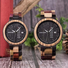 Load image into Gallery viewer, BOBO BIRD Wood Watches Colorful Wood WristWatches Week & Date Display Multifunction Handmade Quartz Watch Sport Chronograph Unique Wristwatch for Men Women
