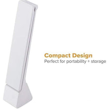 Load image into Gallery viewer, Bostitch Office KT-VLED1810-WHITE Powered Rechargeable Battery LED Desk Lamp, 3 Color Temperatures, Flip Open, White