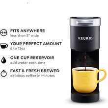 Load image into Gallery viewer, Keurig K-Mini Single Serve K-Cup Pod Coffee Maker, 6 to 12oz Brew size, with Cord Storage, Perfect for Small Spaces, Black