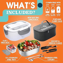 Load image into Gallery viewer, Electric Lunch Box for Adults, 80W Heated Lunch Box 1.5L Stainless Steel Heated Lunchbox For Adults, 12/24/110V Portable Food Warmer For Car Truck Work, Gifts For Women, Gifts For Men