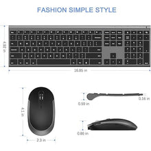 Load image into Gallery viewer, Wireless Keyboard and Mouse, Vssoplor Rechargeable Quiet Full-Size Keyboard and Mouse Combo Set Ultra Slim Design for Laptop, PC, Notebook, Desktop-Dark Gray