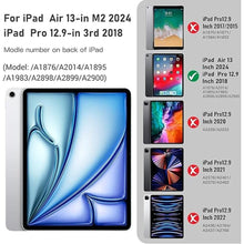 Load image into Gallery viewer, ZtotopCases for iPad Air 13 Inch M2 2024 Case/iPad Pro 12.9 3rd Generation 2018 with Pencil Holder, Lightweight Slim Soft TPU Back Trifold Smart Cover with Auto Sleep/Wake, Black