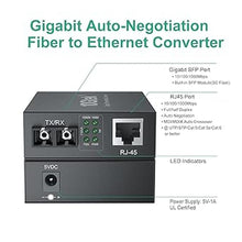 Load image into Gallery viewer, ipolex Gigabit Ethernet Media Converter, Built-in Multi-Mode SC SFP Fiber Module, 1310nm, MMF, Duplex, up to 2-KM, Dual SC Fiber to 10/100/1000Base-TX (UTP/STP/Cat5e/Cat6 RJ45)