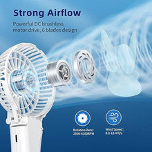 Load image into Gallery viewer, HandFan Portable Misting Fan, Handheld Mister Fan, USB Rechargeable Personal Mist Fan, Battery Operated Spray Water Fan, Mini Electric Cooling Hand Fans for Eyelash Travel Outdoors Hiking(White)