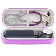 Load image into Gallery viewer, BOVKE Travel Carrying Case Compatible with 3M Littmann Classic III, Lightweight II S.E, MDF Acoustica Deluxe Stethoscopes - Extra Room for Medical Scissors EMT Trauma Shears and LED Penlight, Purple
