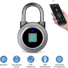 Load image into Gallery viewer, Fingerprint Padlock, Bluetooth Lock, Mobile APP, MEGAFEIS Smart Padlock with Keyless Biometric, Water Resistant, Suitable for Gym, Sports, Bike, School, Locker and Storage(Grey)