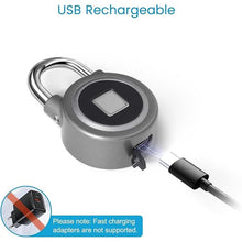 Load image into Gallery viewer, Fingerprint Padlock, Bluetooth Lock, Mobile APP, MEGAFEIS Smart Padlock with Keyless Biometric, Water Resistant, Suitable for Gym, Sports, Bike, School, Locker and Storage(Grey)