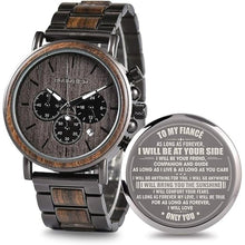 Load image into Gallery viewer, 2win Engraved Wooden Watch for Boyfriend My Man Fiancé Husband Customized Personalized Wood Watches for Men Birthday Anniversary Personalized Watch