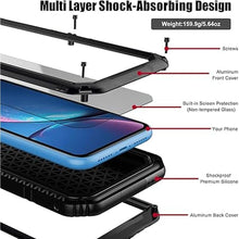 Load image into Gallery viewer, Beasyjoy for iPhone XR Metal Case, Waterproof Heavy Duty Case with Built-in Screen Protector, Full Body Protective Shockproof Tough Rugged Military Grade Defender Outdoor Case(Black)
