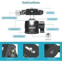 Load image into Gallery viewer, NEEWER 28mm Low Profile Tripod Ball Joint 360° Pan Rotation with 1/4" Arca Type Quick Release Plate and Spirit Level for Tripods, Monopods, Max Load: 6.6LB/5kg