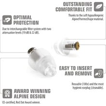 Load image into Gallery viewer, Alpine MusicSafe Pro - High Fidelity Earplugs for Musicians - 3 Interchangeable Premium Filter Sets: 16, 19 & 22 dB - Professional Musician Hearing Protection - Transparent