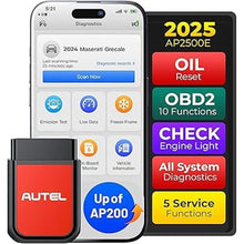 Load image into Gallery viewer, Autel AP2500 OBD2 Scanner Bluetooth Code Reader, Upgraded of AP200, OBDII Scanner All-System Diagnostic Tool, CAN FD, 5 Hot Resets, AutoVIN, Check Engine Light, Car Code Reader for iOS