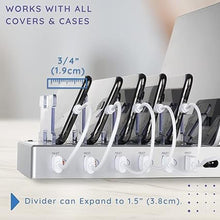Load image into Gallery viewer, Charging Station for Multiple Devices, with 6 USB Fast Ports, Compatible with Cell Phones, Smart Phones, Tablets, and Other Electronics (Silver)