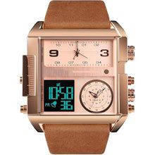 Load image into Gallery viewer, Gosasa Men Square Large Face Digital Sports Watch,LED Analog Quartz Wrist Watch with Multi-Time Zone 50M Waterproof Stopwatch