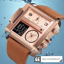 Load image into Gallery viewer, Gosasa Men Square Large Face Digital Sports Watch,LED Analog Quartz Wrist Watch with Multi-Time Zone 50M Waterproof Stopwatch