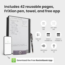 Load image into Gallery viewer, Rocketbook Fusion Reusable Undated Productivity Planner, Letter Size 8.5x11, Gray - Goals, Monthly and Weekly Calendar, Daily To-do List, Lined and Dotted Notes Pages