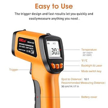 Load image into Gallery viewer, Infrared Temp Gun Thermometer, Non-Contact Digital Laser Infrared Thermometer Temperature Gun, Adjustable Emissivity IR Thermometer Heat Temperature Reader Gun (-58°F to 1022°F)