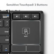 Load image into Gallery viewer, iClever Foldable Keyboard, BK08 Foldable Bluetooth Keyboard with Touchpad, Aluminum Build, USB-C Charge, Equipped with Stand Holder and Carrying Bag, Portable for Laptop, iPad, iPhone, Silver