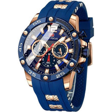 Load image into Gallery viewer, MF MINI FOCUS Men Watch, Chronograph Waterproof Sport Analog Quartz Watches Blue Silicon Strap Fashion Wristwatch for Men
