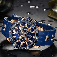 Load image into Gallery viewer, MF MINI FOCUS Men Watch, Chronograph Waterproof Sport Analog Quartz Watches Blue Silicon Strap Fashion Wristwatch for Men