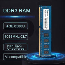 Load image into Gallery viewer, 8GB Kit (2X4GB) DDR3 1066 PC3 8500U 4GB DDR3 8500 Dimm 2Rx8 240-pin CL7 1.5V Desktop RAM Memory Module